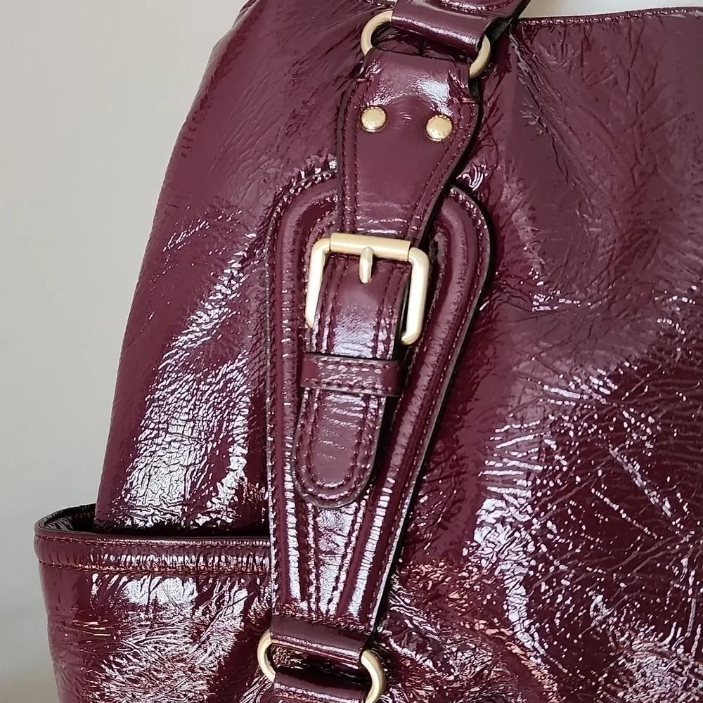 Michael Kors Burgundy Patent Leather Shoulder Bag
